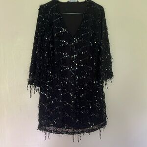 Zara sequined black dress, size small